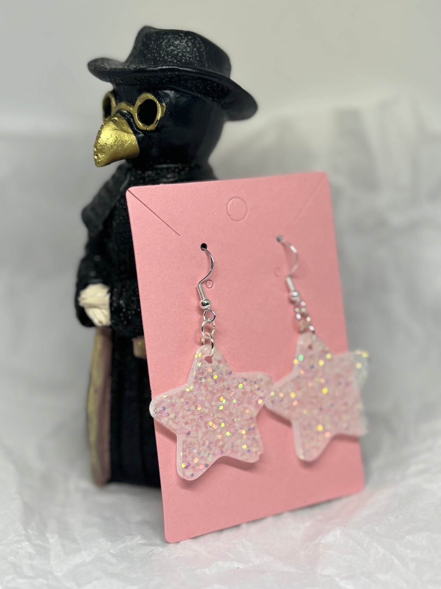 Star Earrings (White Chunky Glitter)