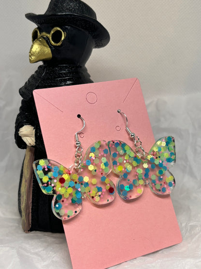 Butterfly Earrings (Chunky Pastel Glitter)