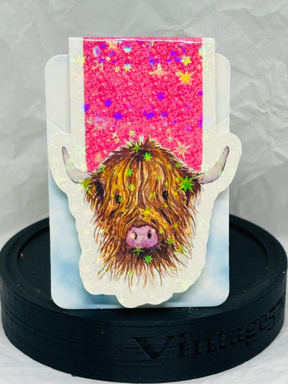 Highland Cow Magnetic Bookmark (Hot Pink)