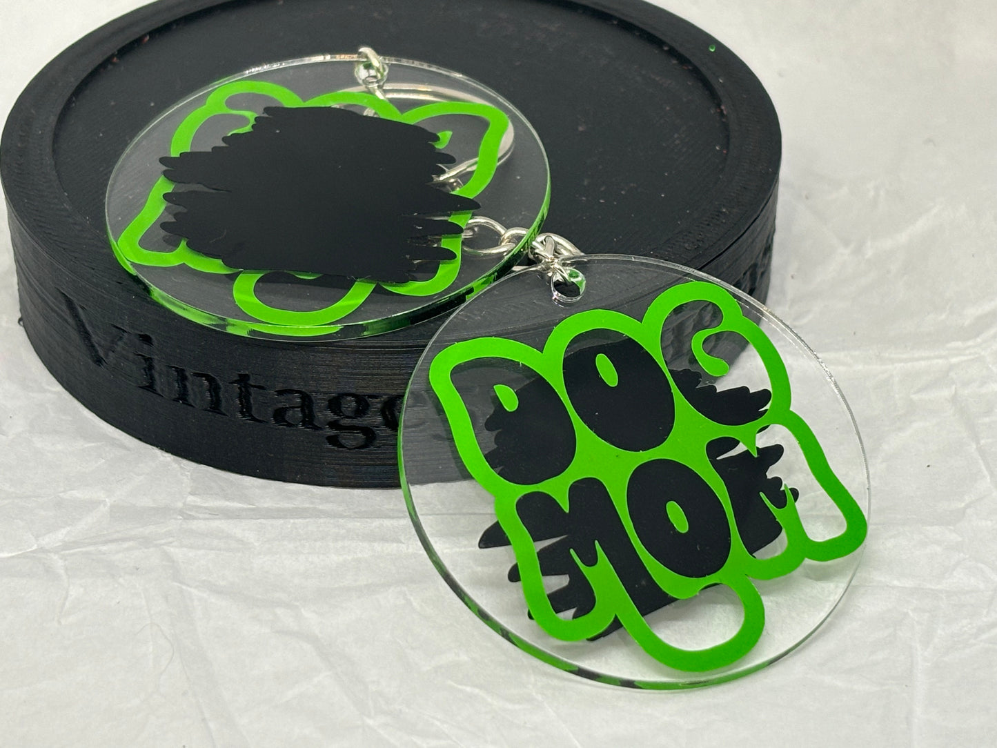 Dog Mom Keychain (Black & Green)