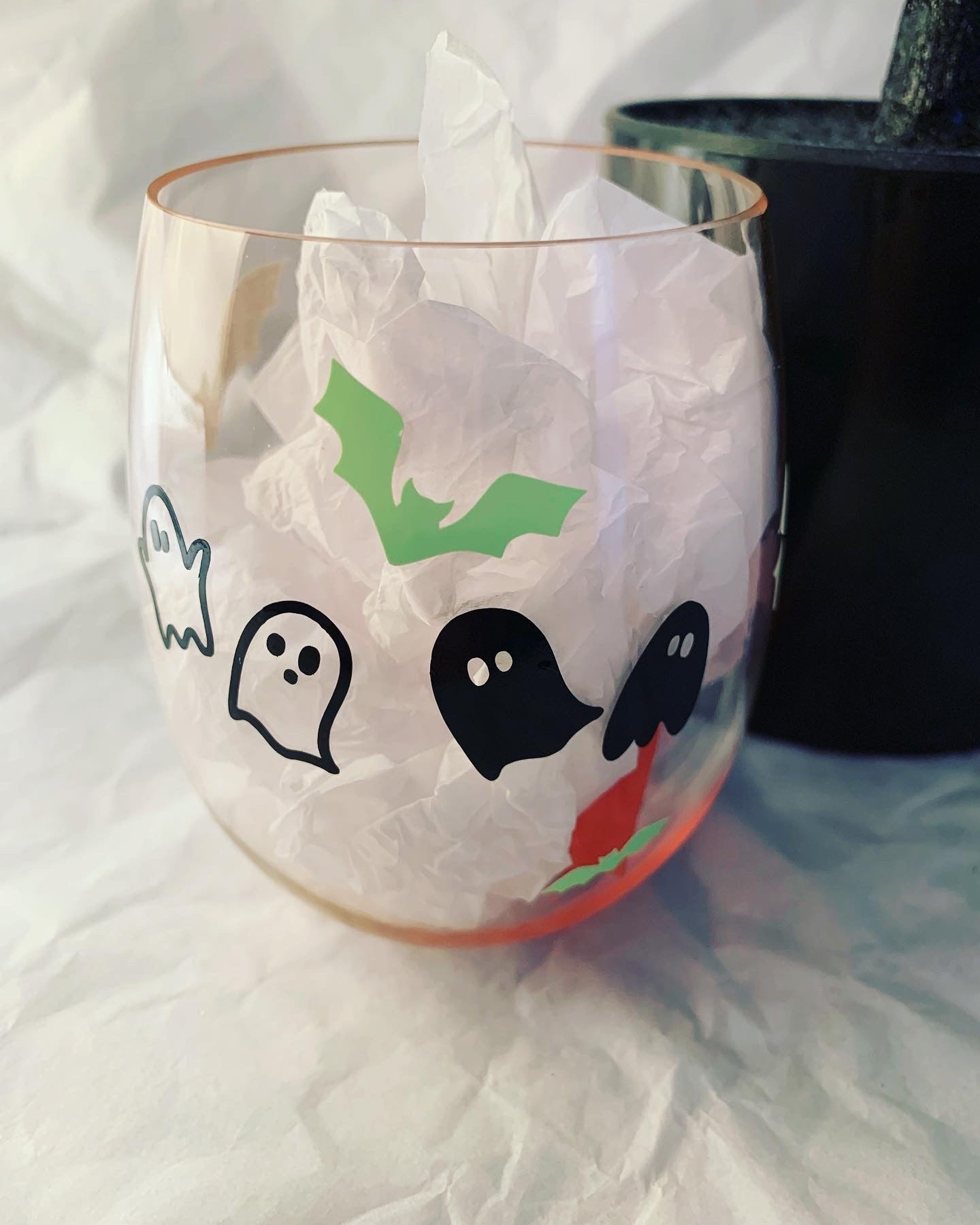 Ghosts, Cats & Bats Wine Glass