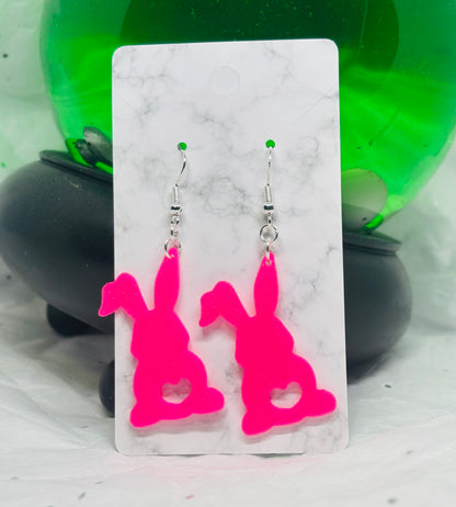 Bunny Heart Earrings (Hot Pink)