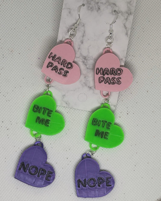 3D Printed Anti-Valentine's Day Earrings