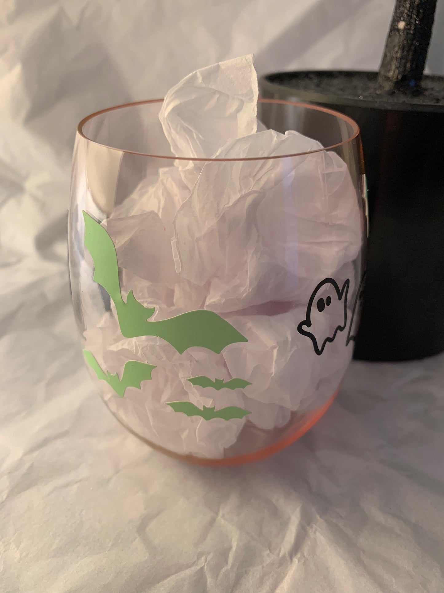 Ghosts, Cats & Bats Wine Glass