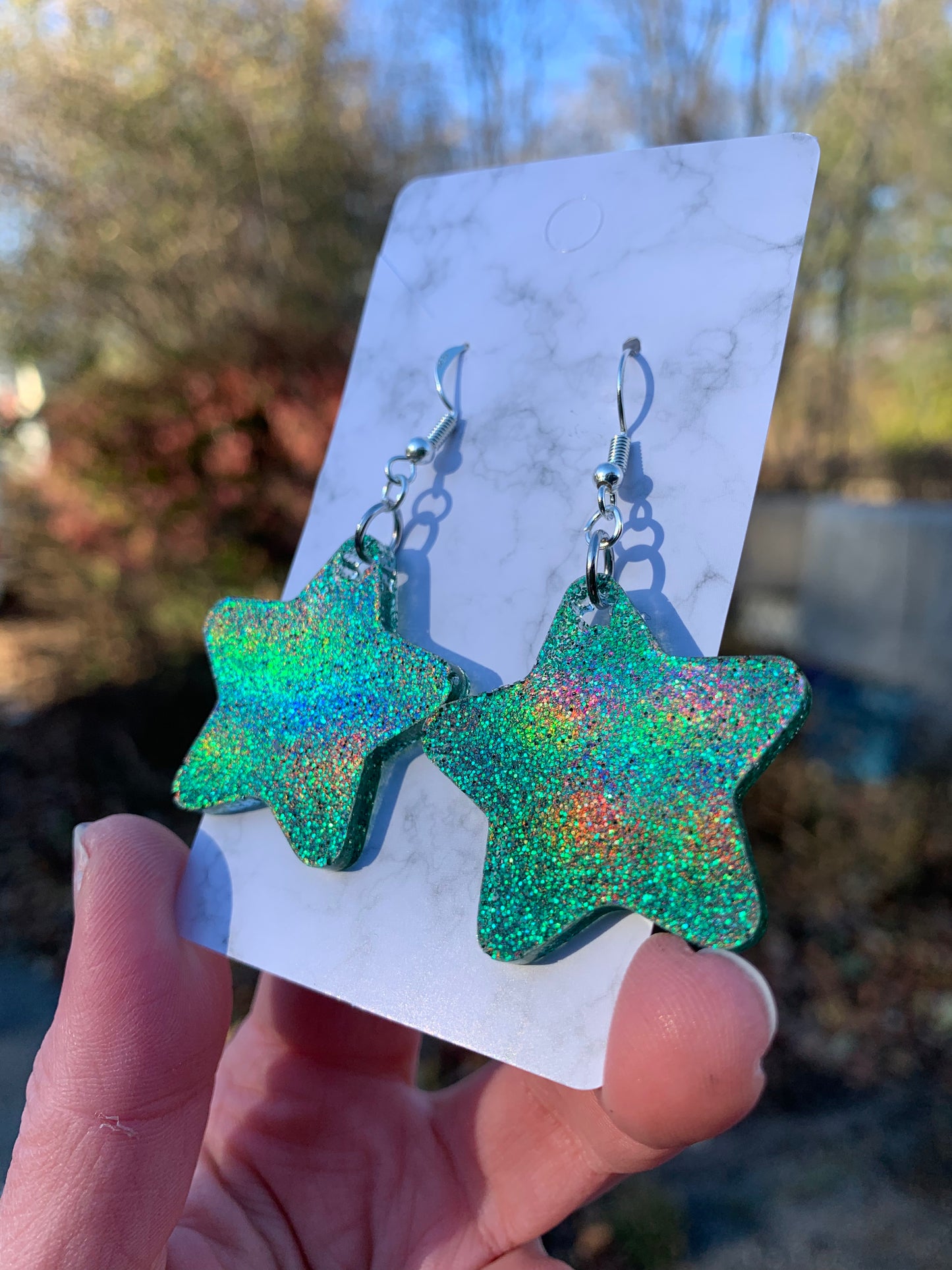 Star Earrings (Dark Green)