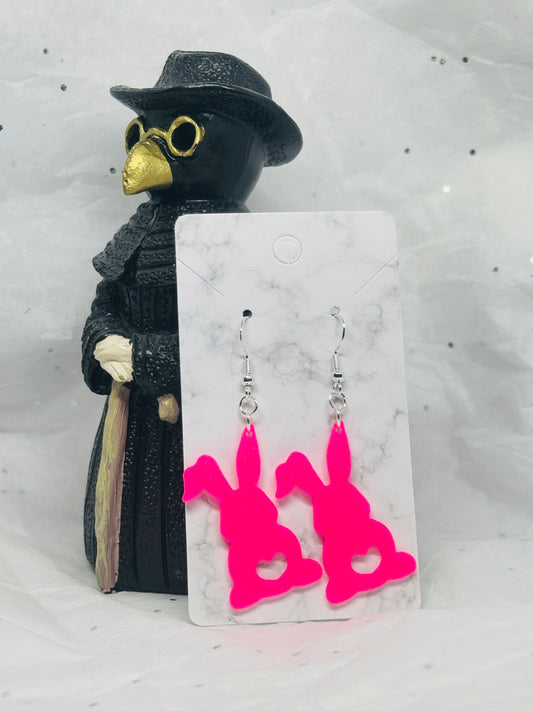 Bunny Heart Earrings (Hot Pink)