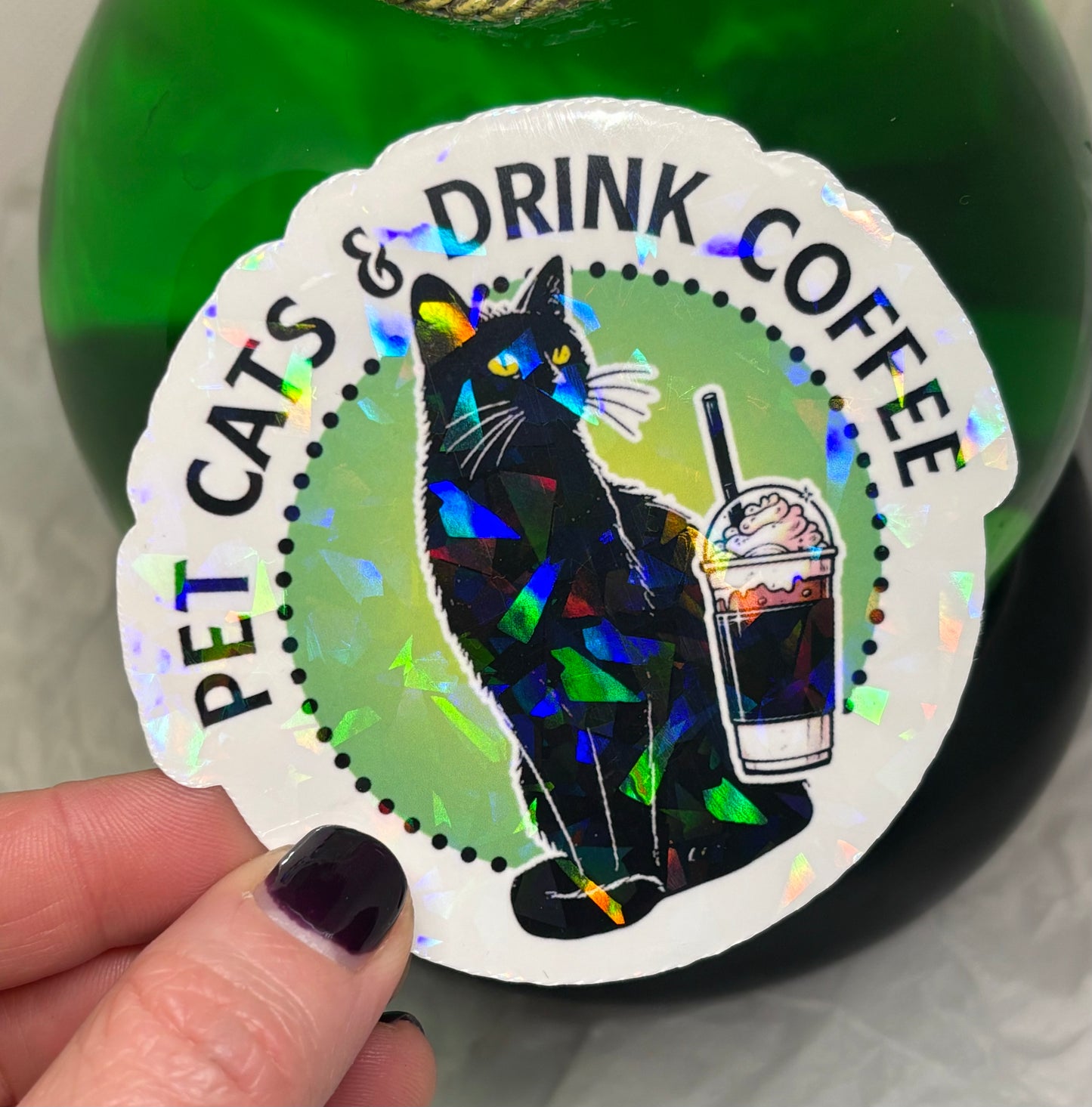 Pet Cats & Drink Coffee Sticker