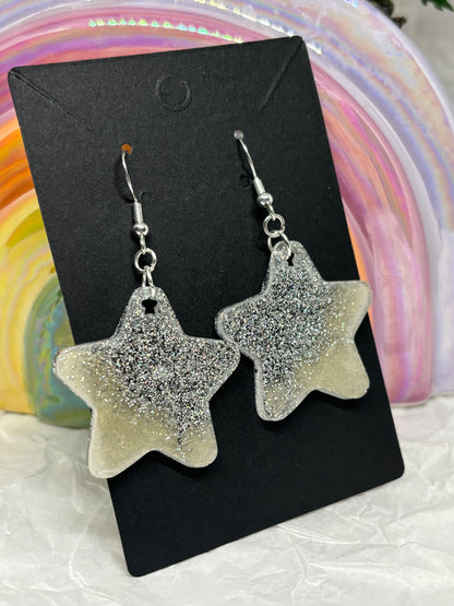 Star Earrings (Silver/Milky White)