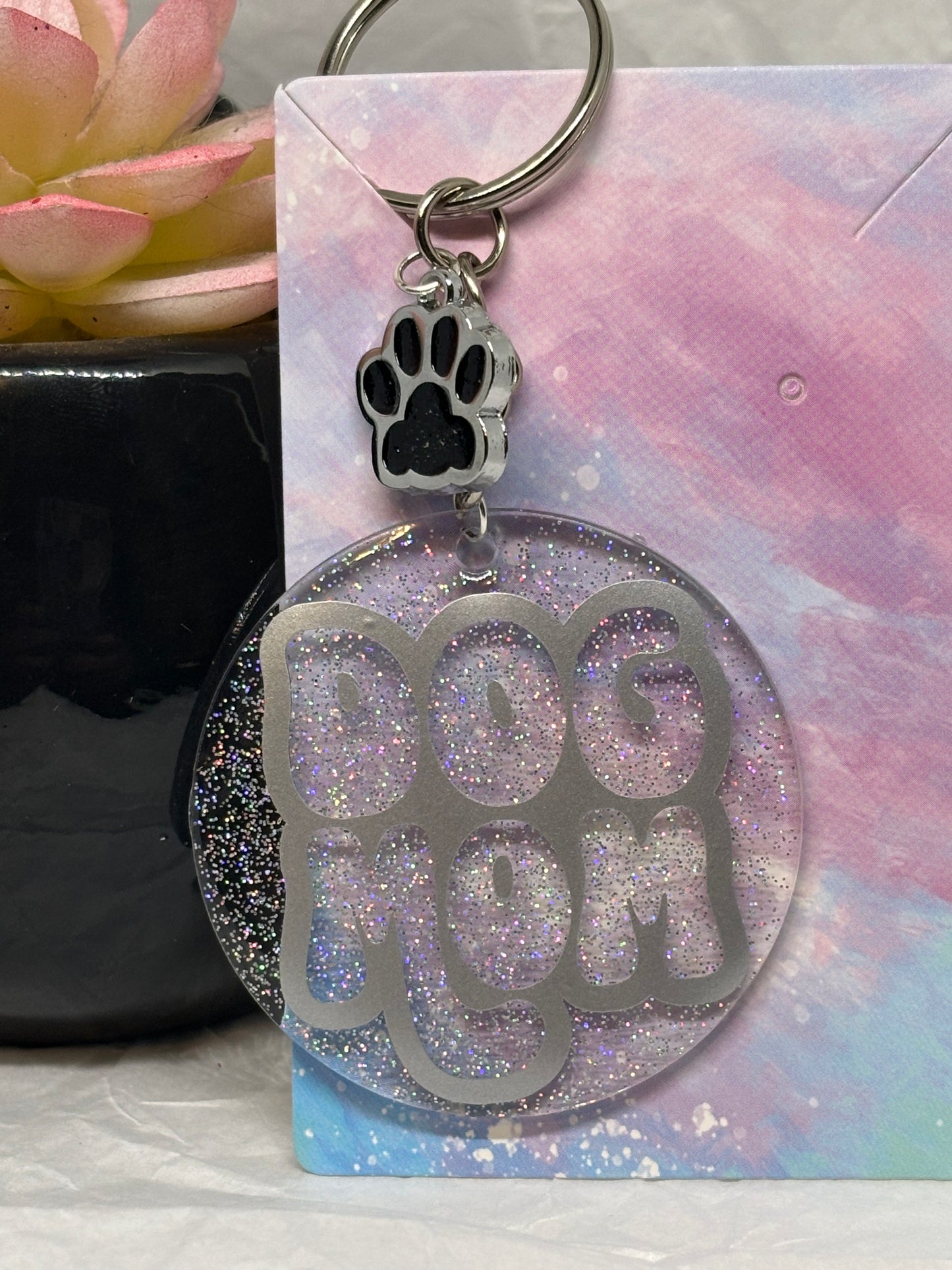 Dog Mom Keychain (Silver)