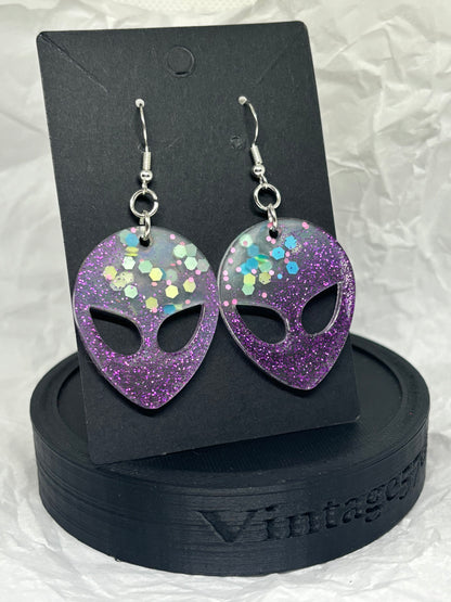 Alien Earrings (Purple & Pastel)