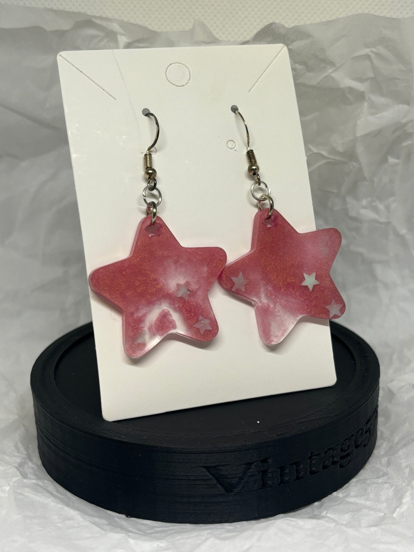 Star Earrings (Pink w/Stars)