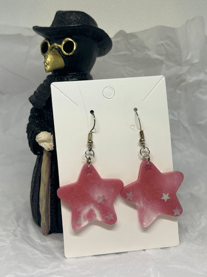 Star Earrings (Pink w/Stars)