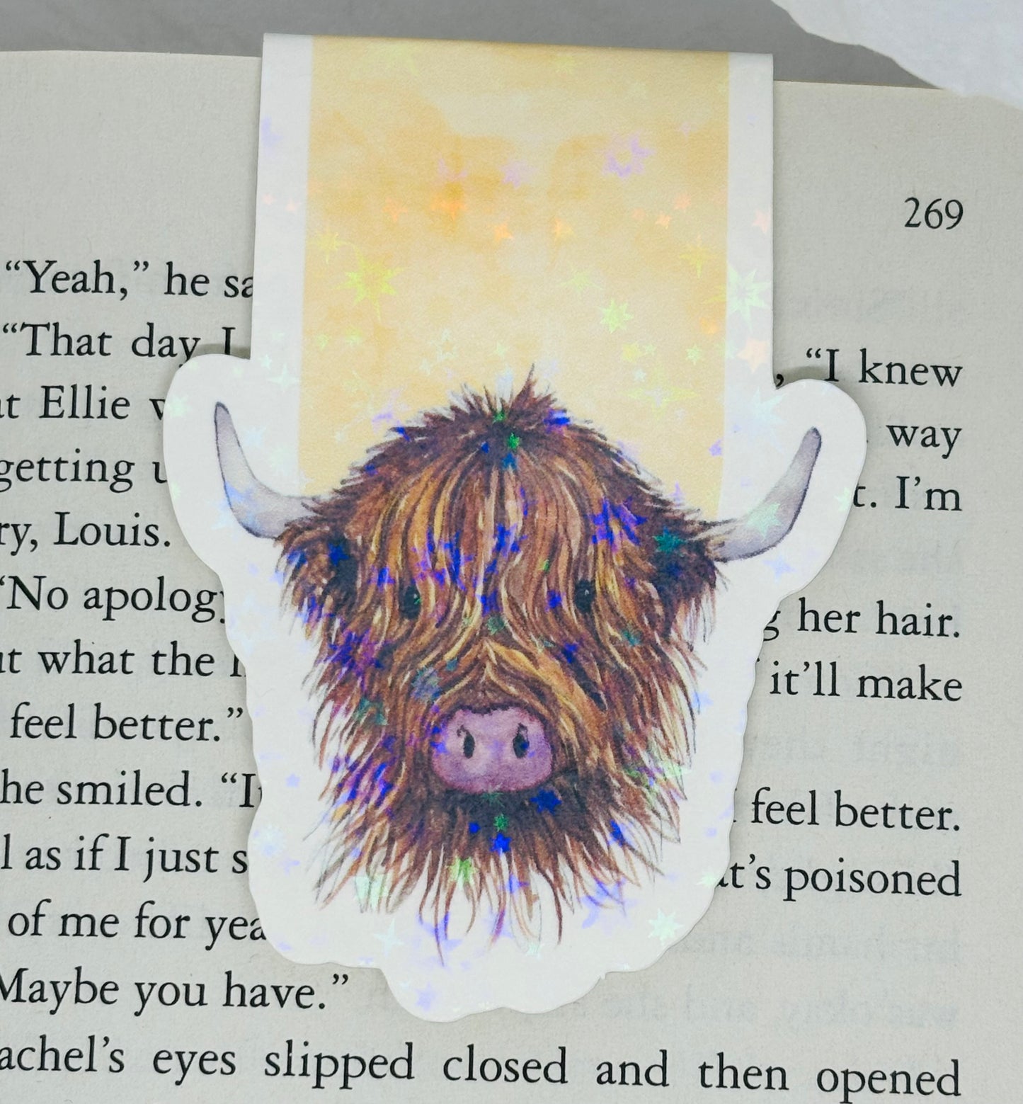 Highland Cow Magnetic Bookmark (Yellow)