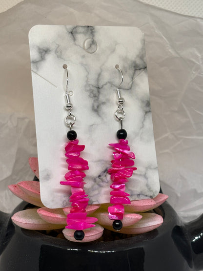 Crystal Dangle Earrings (Pink & Black)