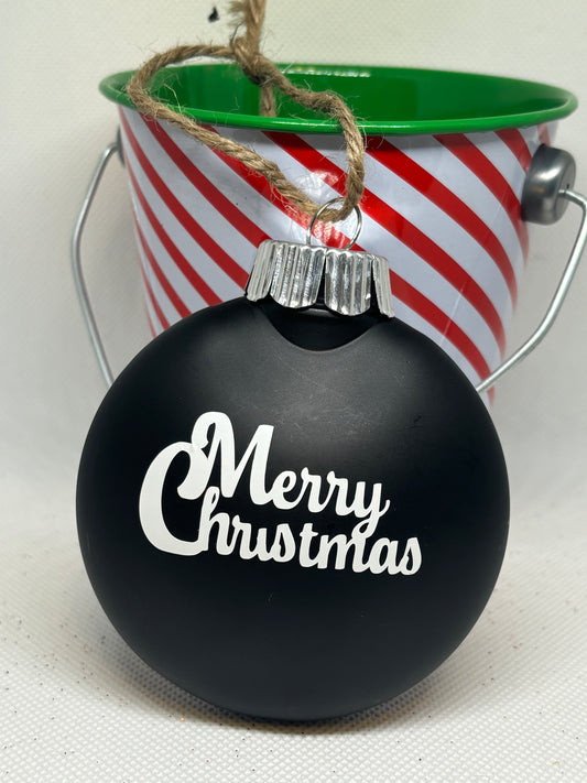 Green & White Merry Christmas Ornament