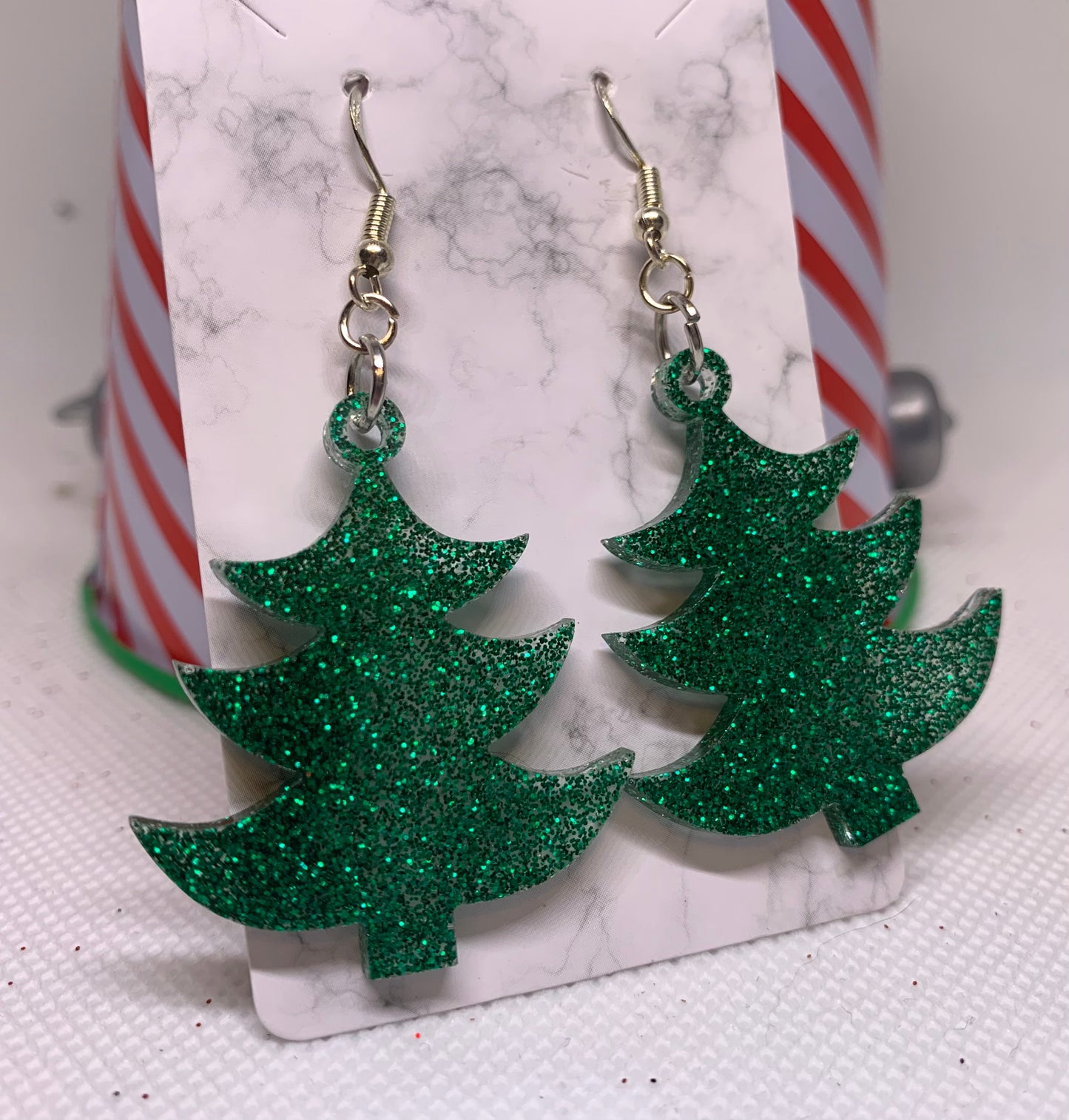 Green Christmas Tree Earrings