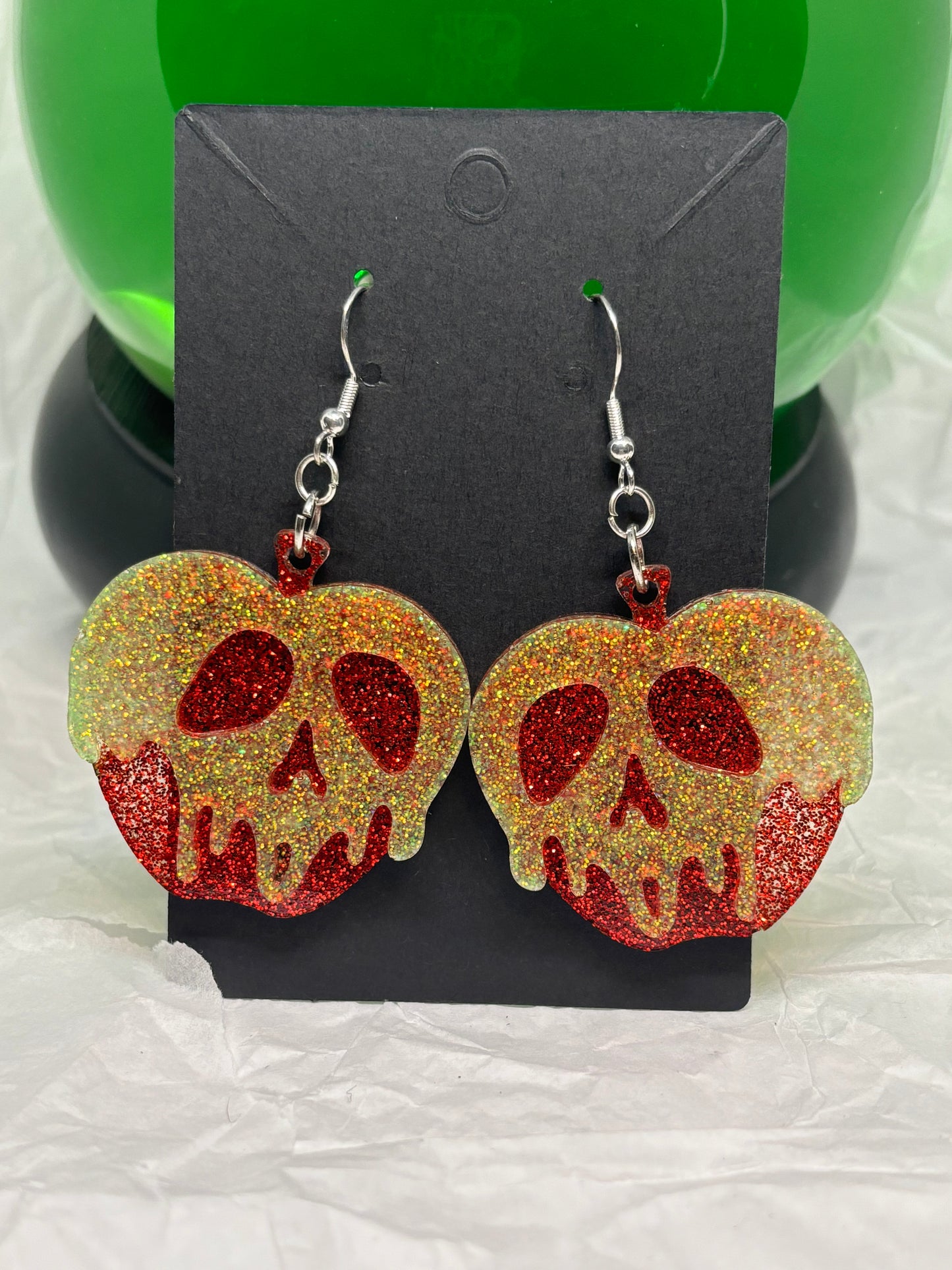 Poison Apple Earrings (Lime Green & Red)