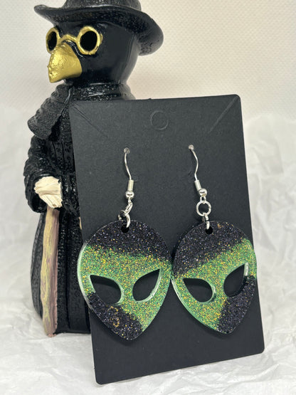 Alien Earrings (Green & Black)