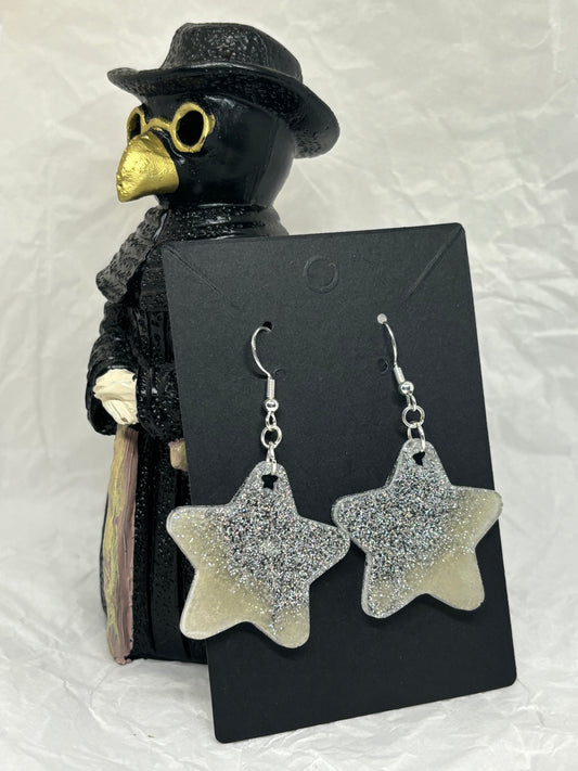 Star Earrings (Silver/Milky White)