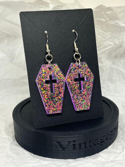 Coffin Earrings (Purple)