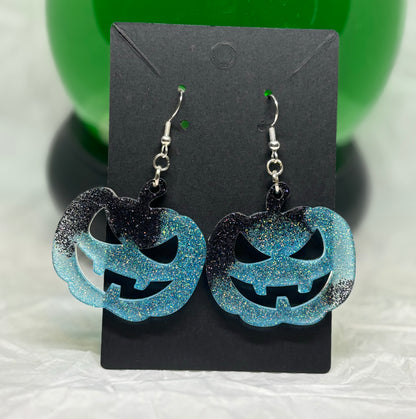 Jack o'Lantern Earrings (Black & Blue)