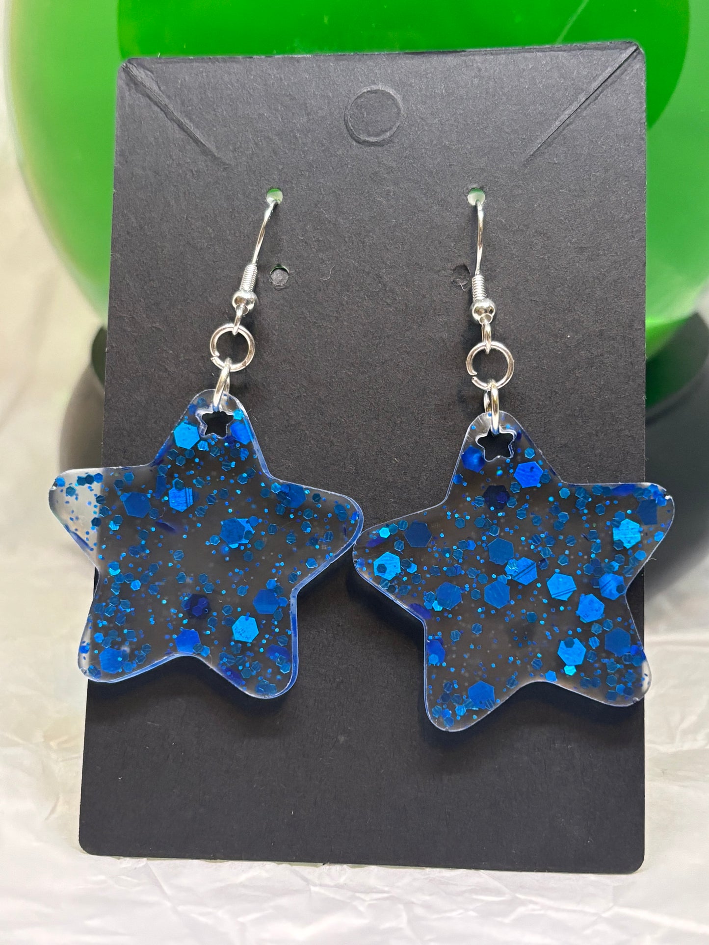 Star Earrings (Blue Chunky Glitter)