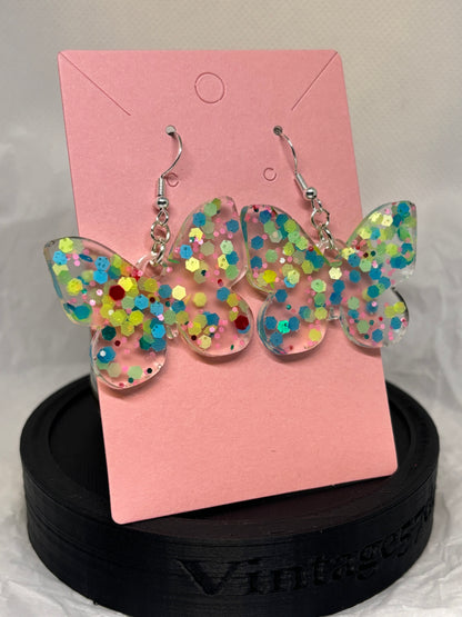 Butterfly Earrings (Chunky Pastel Glitter)