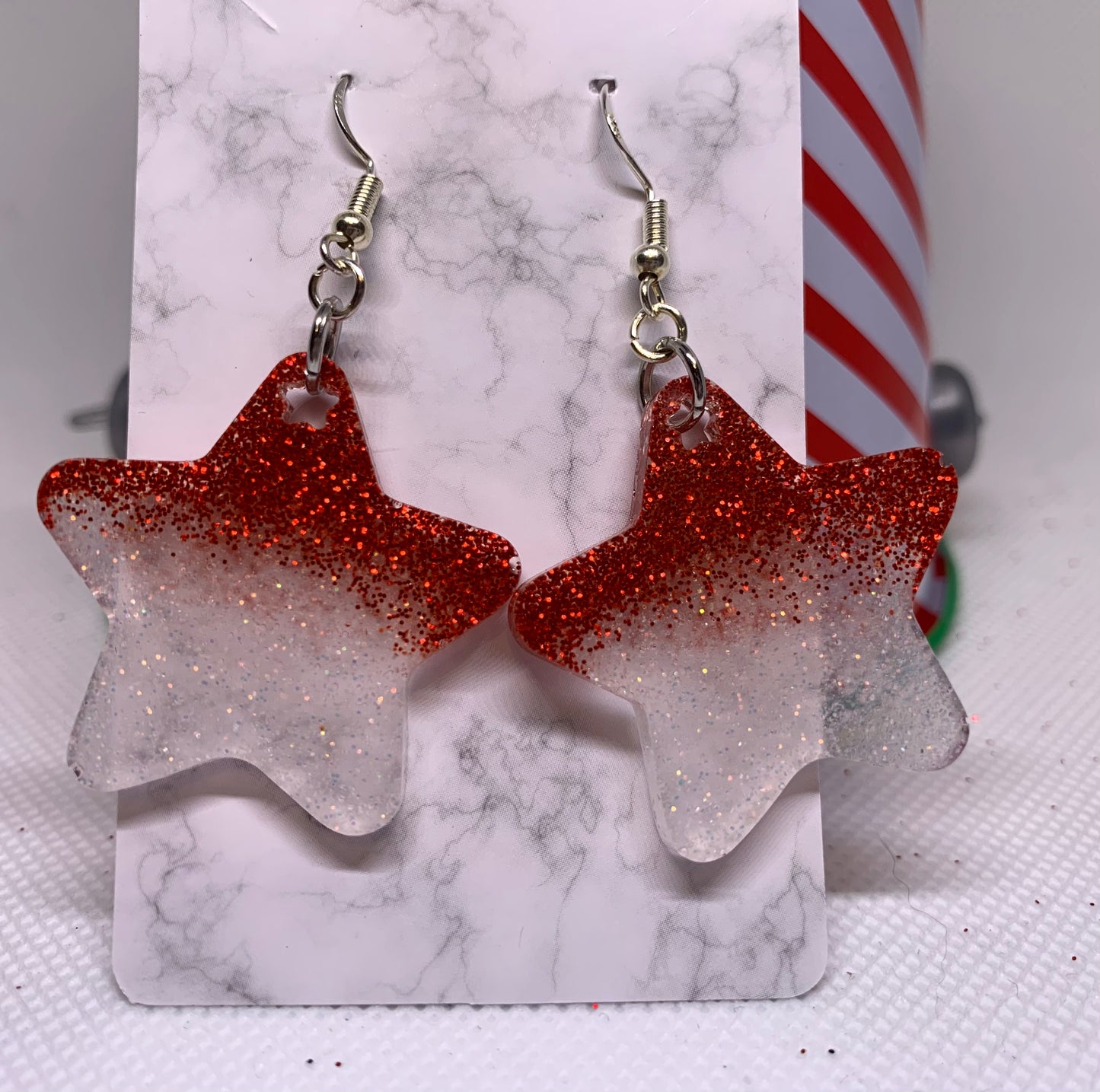 Red & White Star Earrings