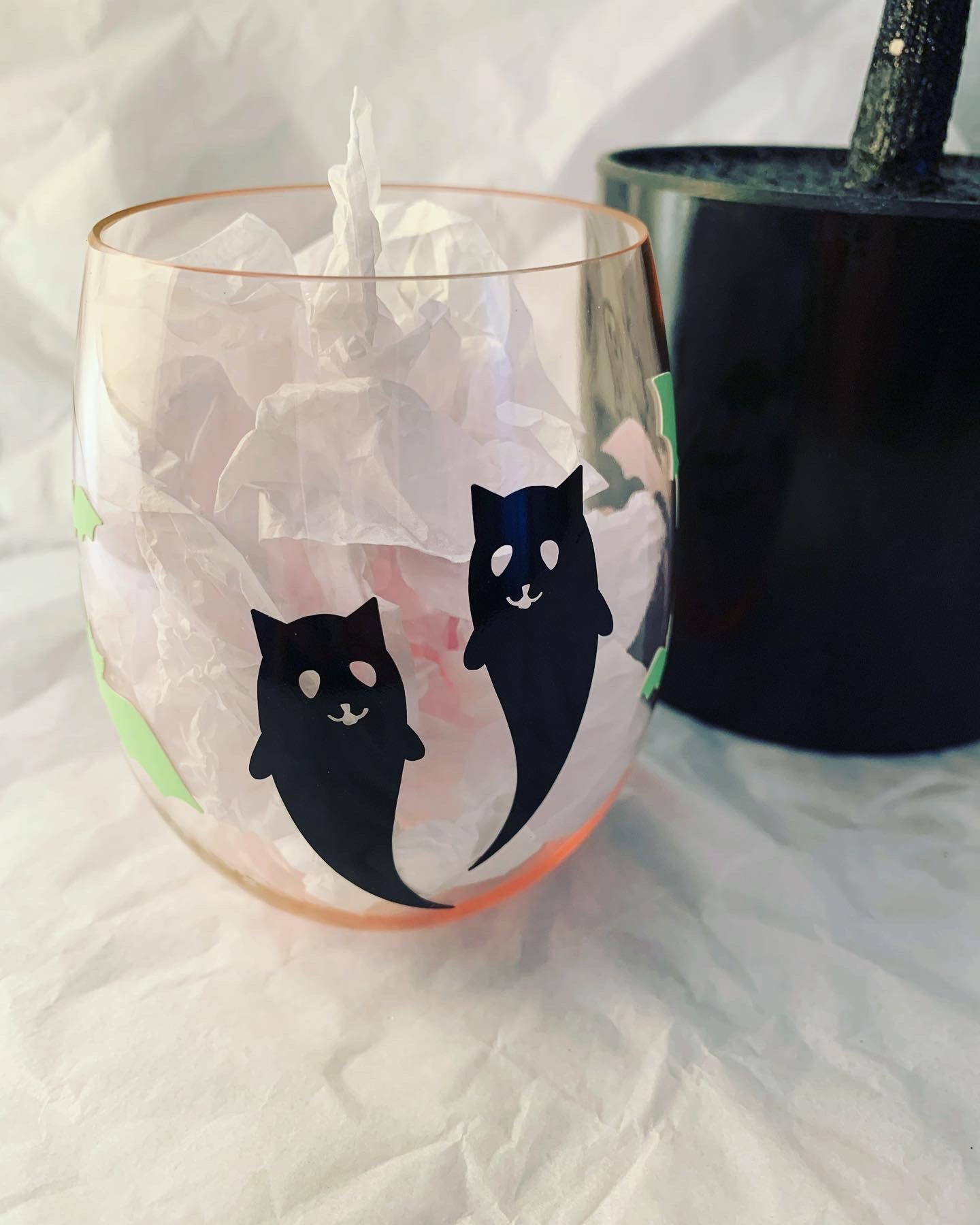 Ghosts, Cats & Bats Wine Glass