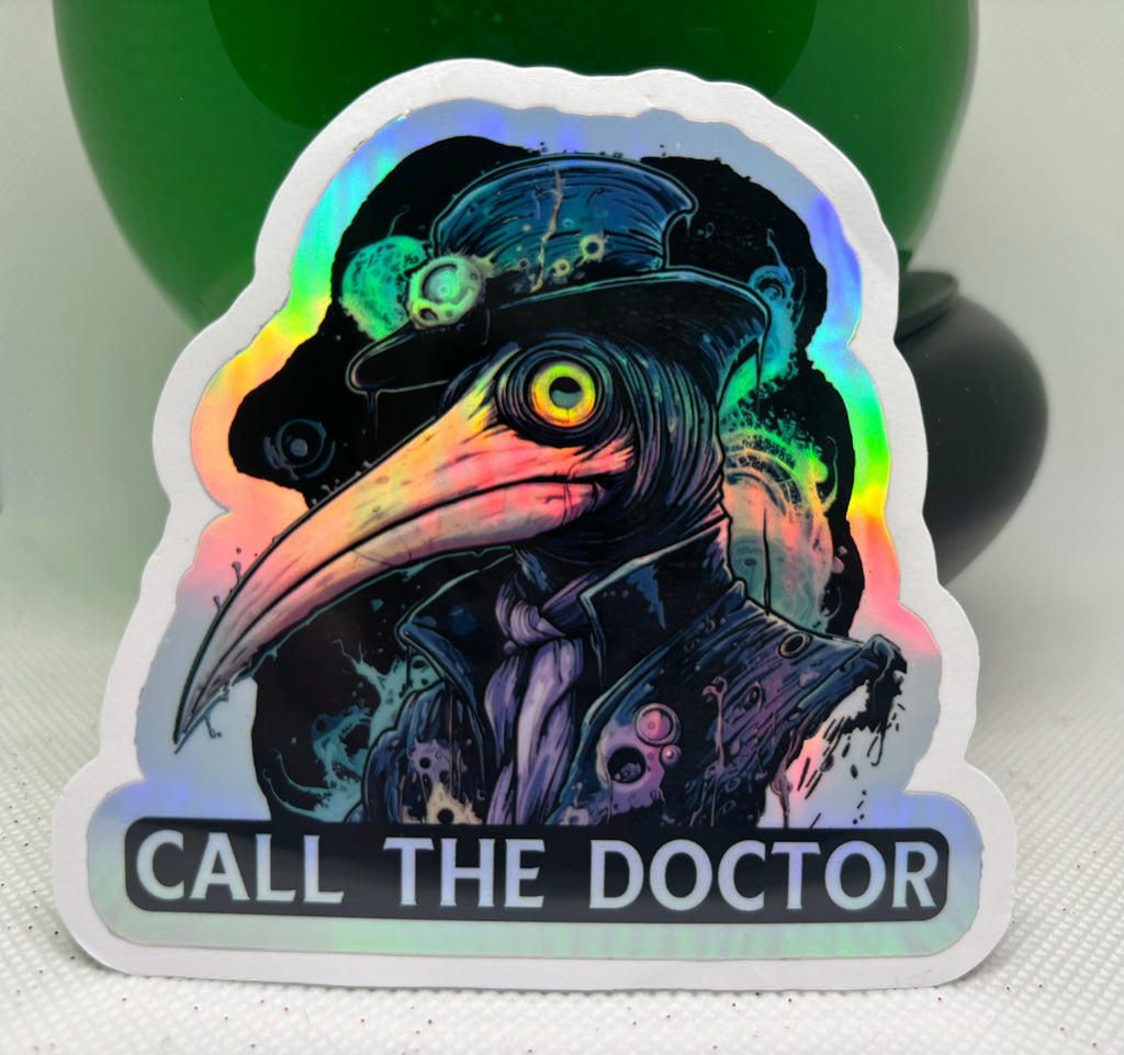 Holographic Plague Doctor Sticker