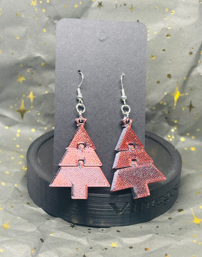 Christmas Tree Flexi Earrings (Red/Black)