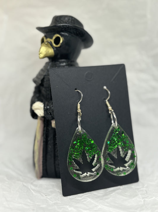 Teardrop Pot Leaf Earrings