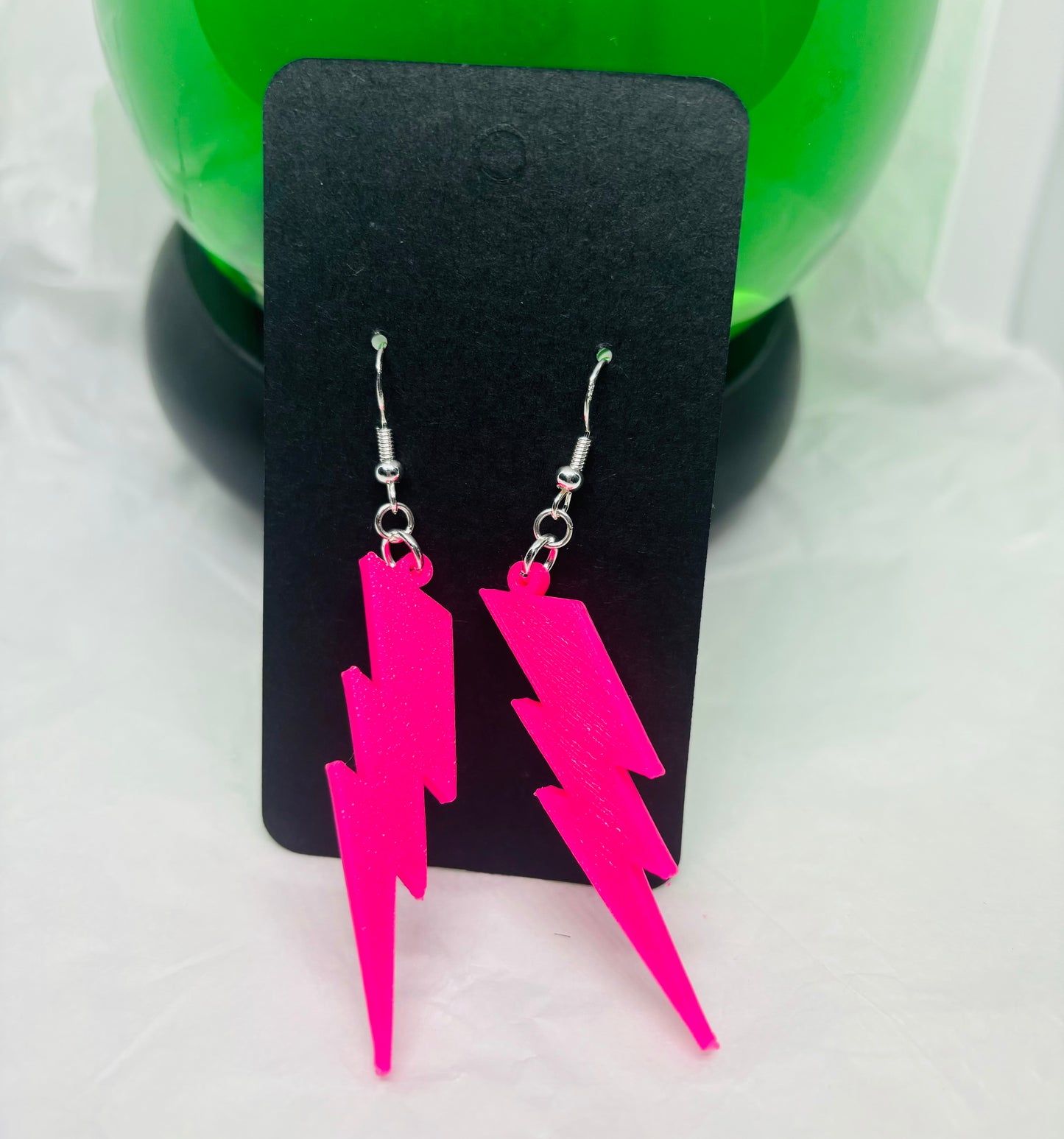 Lightning Bolt Earrings (Hot Pink)