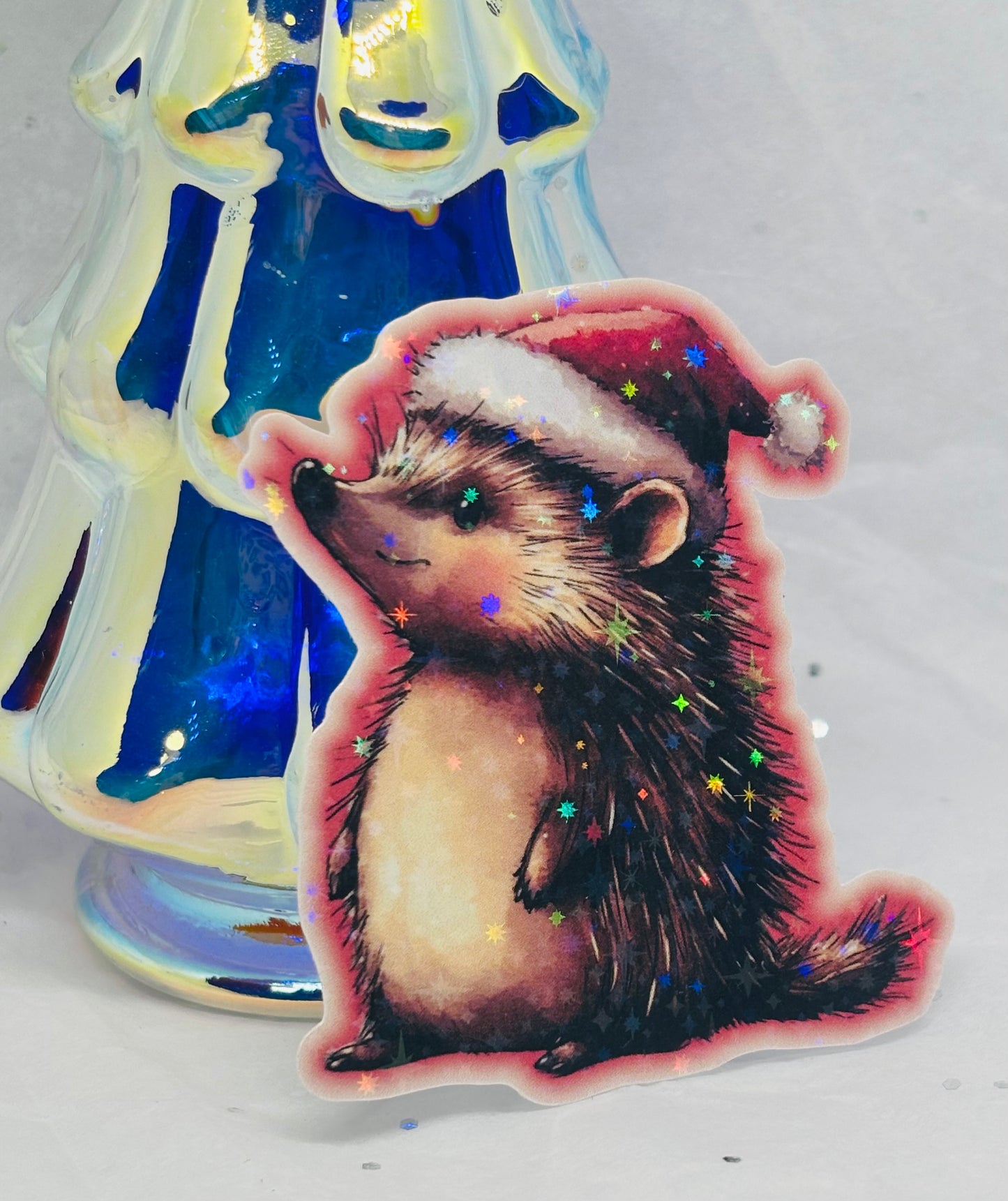 Vintage Christmas Hedgehog Sticker