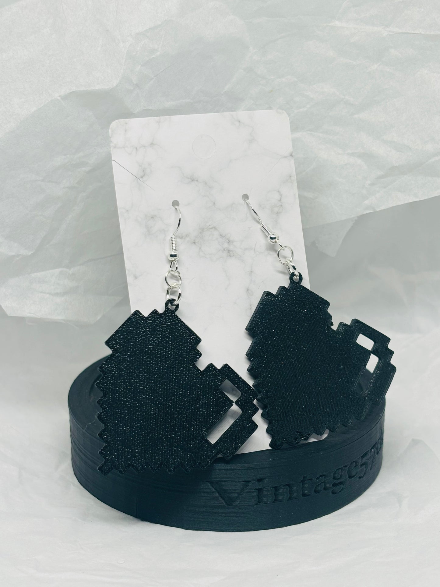 Pixel Heart Earrings (Black)