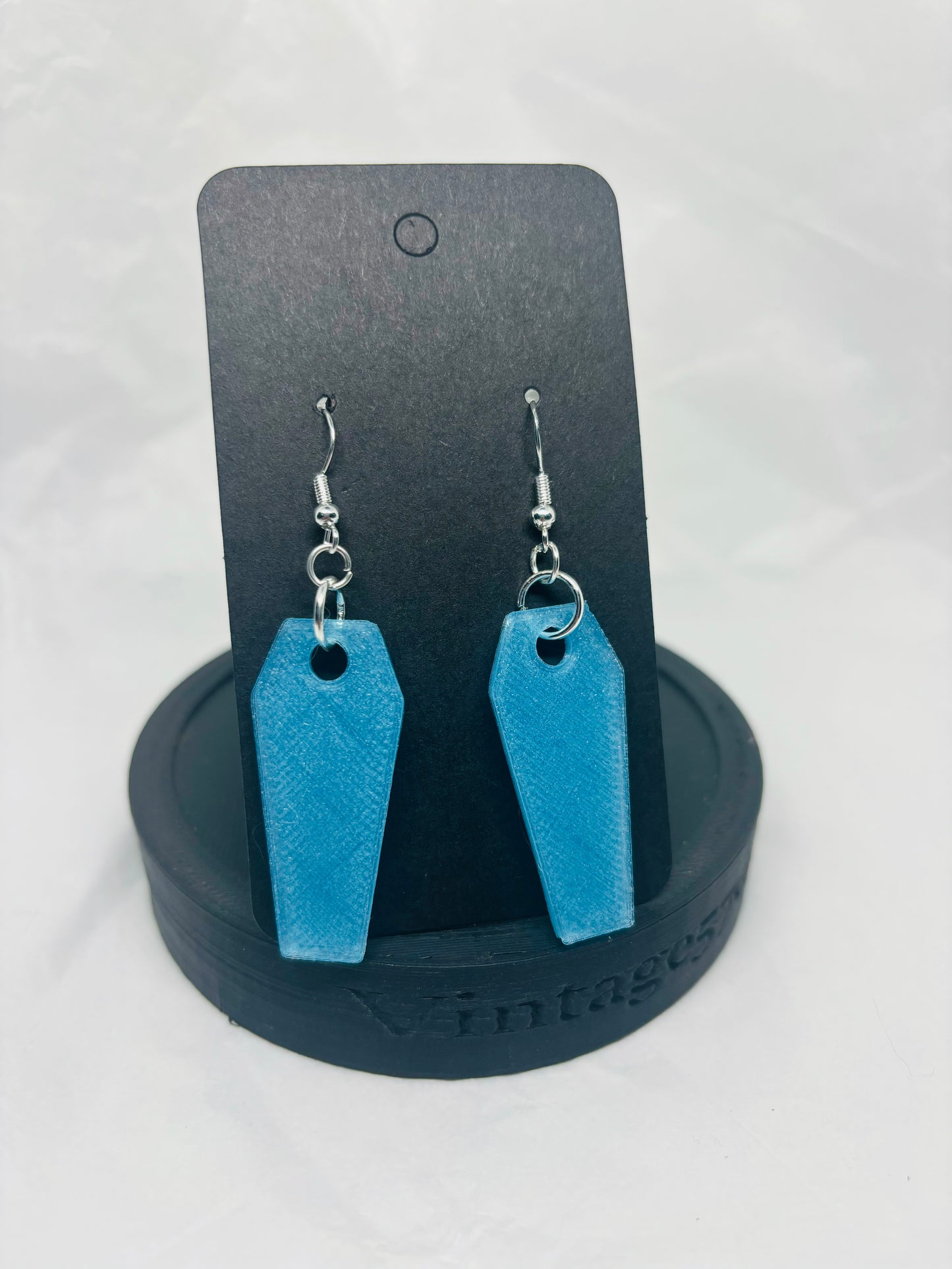 Glowing Coffin Earrings (Blue)