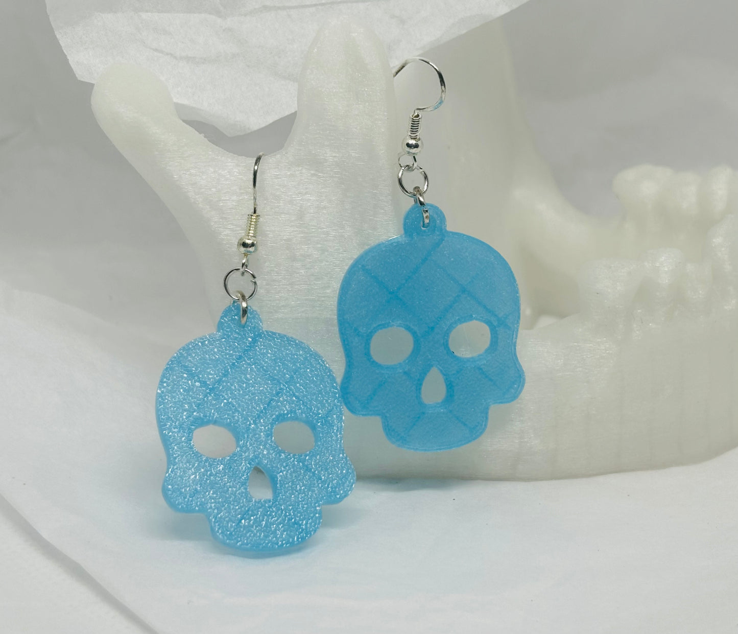 Glowing Skull Earrings (Blue)