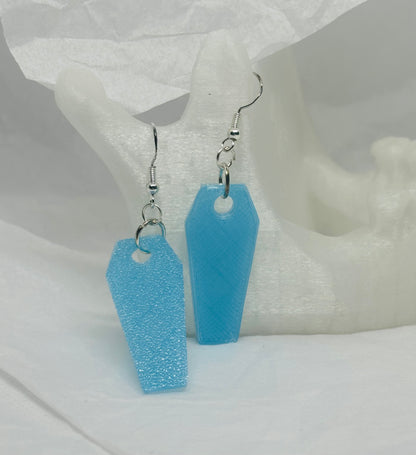 Glowing Coffin Earrings (Blue)