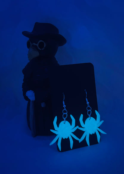 Glowing Spider Earrings (Blue)