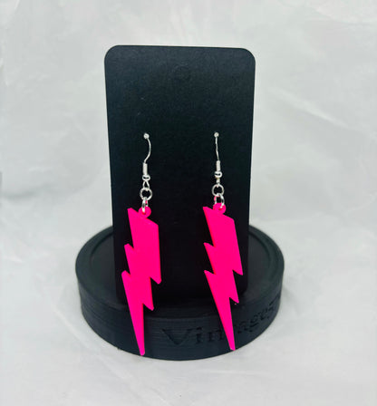 Lightning Bolt Earrings (Hot Pink)