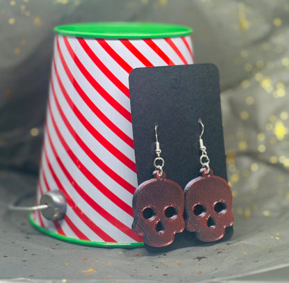 Skull Earrings (Red/Black)