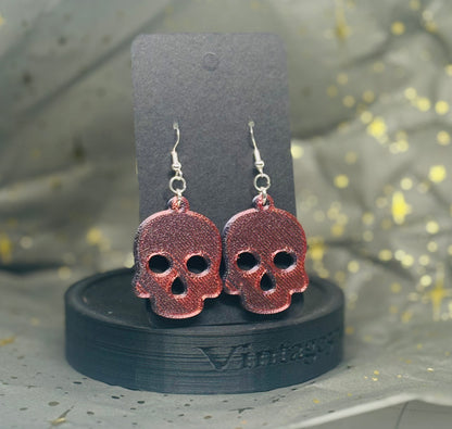 Skull Earrings (Red/Black)