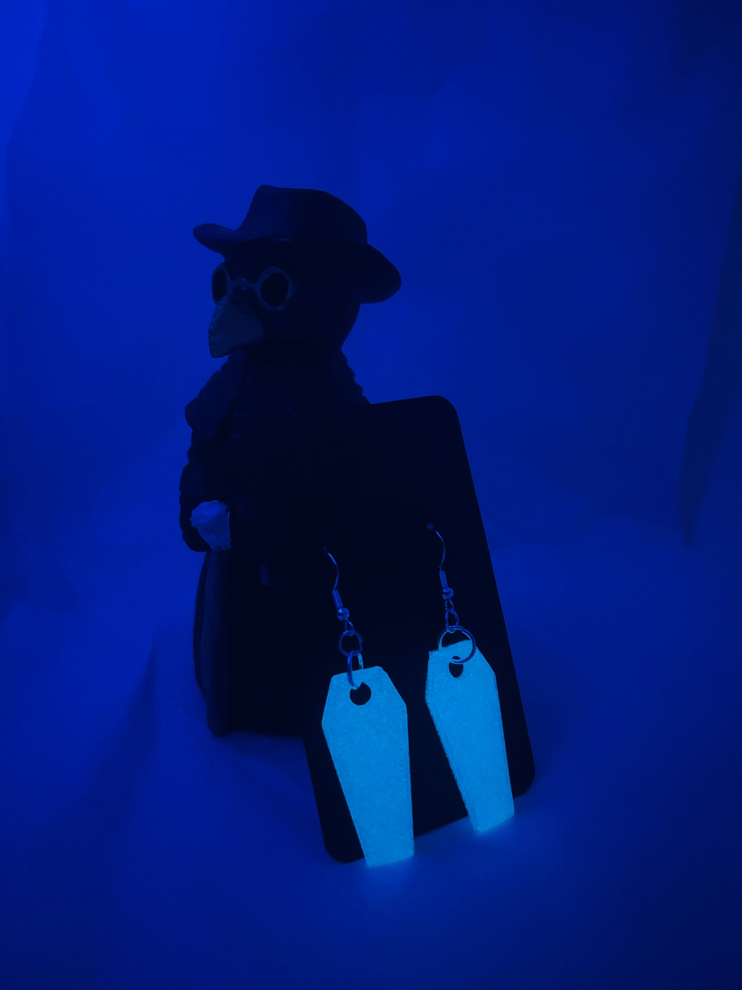 Glowing Coffin Earrings (Blue)