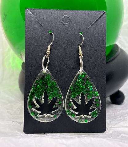 Teardrop Pot Leaf Earrings