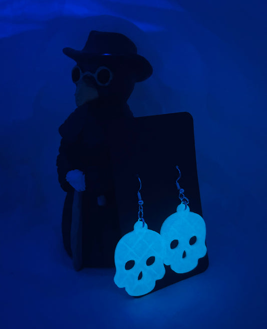 Glowing Skull Earrings (Blue)