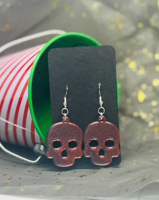 Skull Earrings (Red/Black)