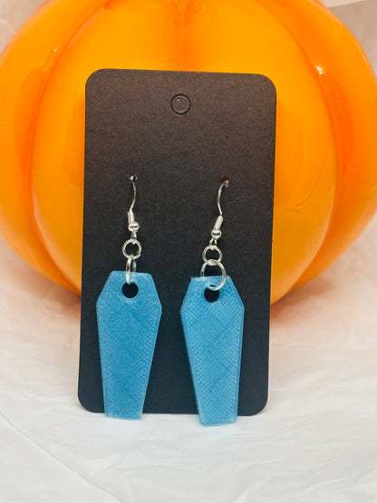 Glowing Coffin Earrings (Blue)