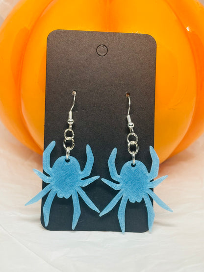 Glowing Spider Earrings (Blue)