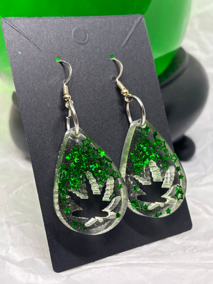 Teardrop Pot Leaf Earrings