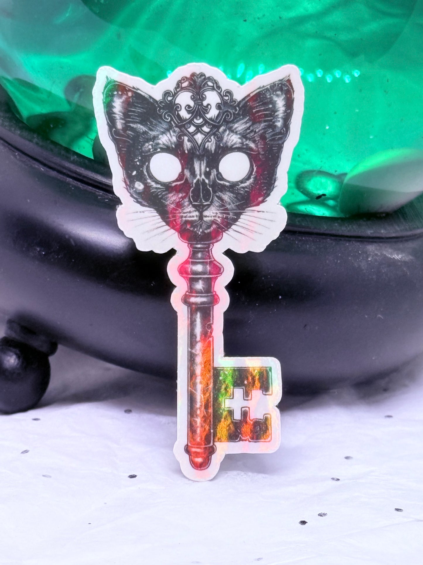 Cat Skeleton Key Sticker